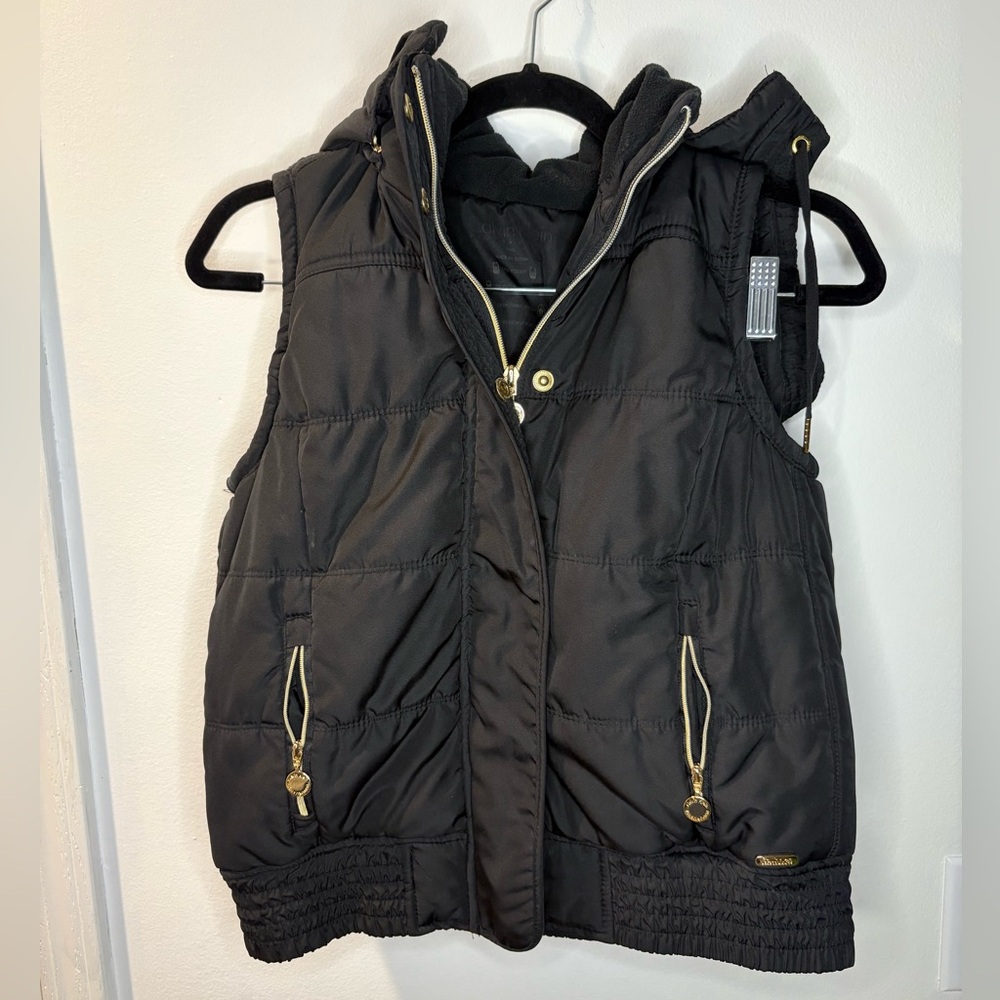 Women’s Calvin Klein Performance Black Puffer Vest w/ Detachable Hood #49